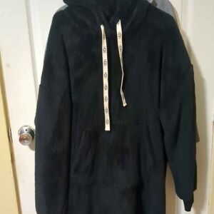 UGG Black Micro Fleece Plush Hoodie Dress